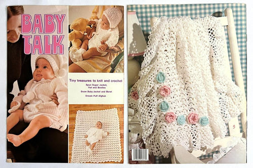 Knit Crochet Patterns Rock-a-Bye Wraps Books 2 & Baby Talk Afghans Hooded Cape + - Picture 2 of 6