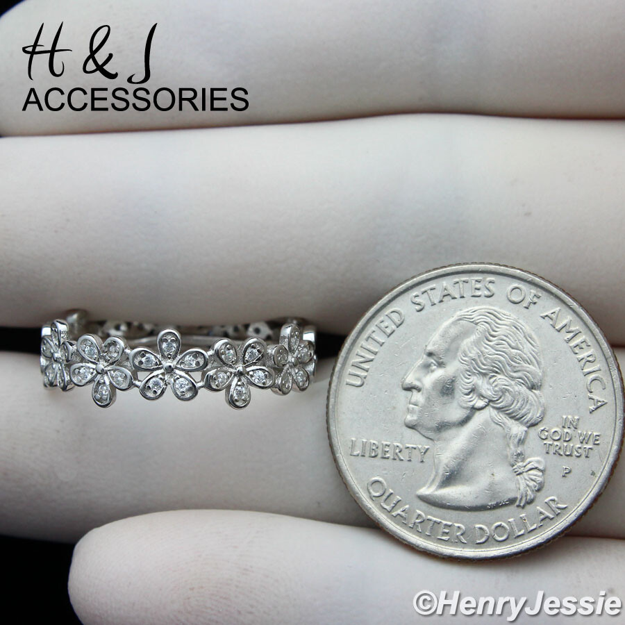 Flower Eternity Ring (SILVER)【Light】 2.49 Ctw Diamond Simulant Flower Ring. Full Eternity Ring