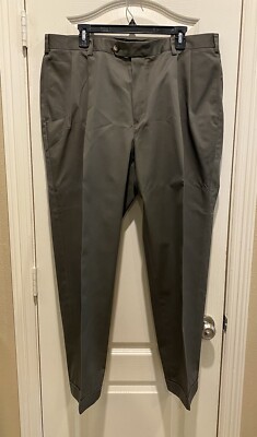 Joseph A Bank Dress Pants Mens 40Wx32L Gray Slacks Business Casual Pleated Cuff