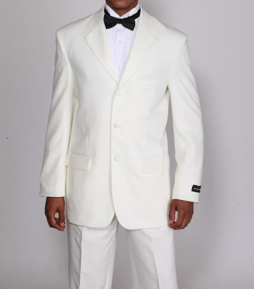 Men's 3 button tuxedo suit/&pants black. cream, white  sizes 36-60 style#T802 - Image 2 of 2