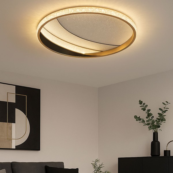 Deckenlampe Deckenleuchte Esszimmerlampe Kristalle Goldfarben Cct Led D 41 Cm-image