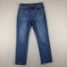 American Eagle Jeans Womens 12 Blue Super High Rise Straight Stretch Medium Wash
