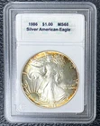 1986 American Silver Eagle S$1 MODERATE TONING! ABC SLABBED & GRADED!