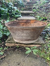 Vintage Metal Galvanised Tin Bath Planter