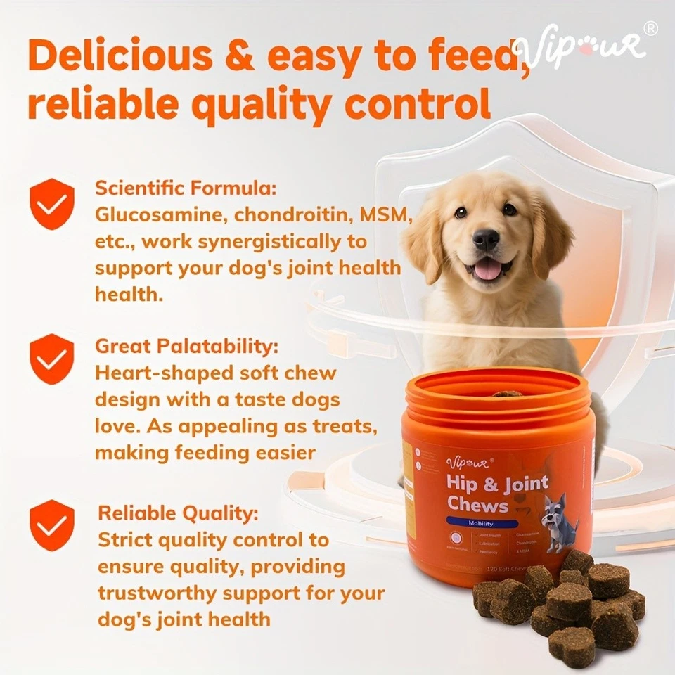 Dog Hip & Joint Chews with Glucosamine, Chondroitin, MSM, Vitamins C & E - Image 4 of 4