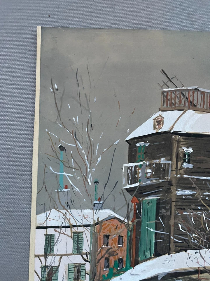 Montmartre, Paris, Estampe rehaussée de gouache d'après Utrillo - Photo 4/4