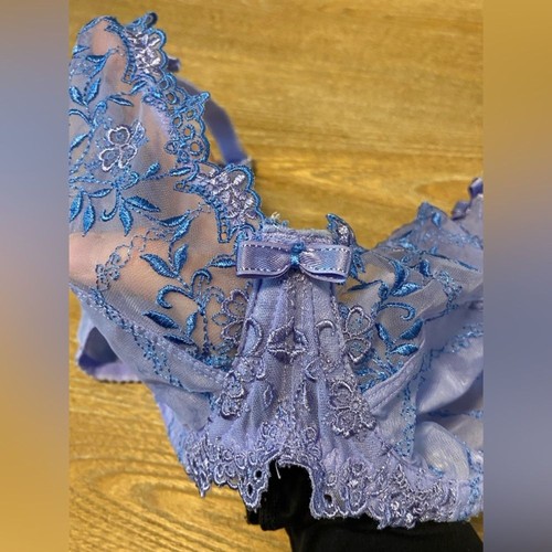 Sheer Lace Neon Embroidered Lingerie Bra:Embroidery/Rave/Bright/Girly/Romantic - Picture 2 of 12