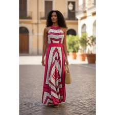 Eliza J Scarf Print Maxi Dress Size 10 P Fit & Flare Sleeveless Fully Lined