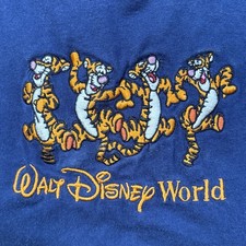 Vintage Walt Disney World Kids T Shirt Navy Tigger Embroidery Tee Small S