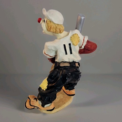 Hobo happy clown playing baseball collectible figurine 8.25" tall ceramic fun - Picture 6 of 9