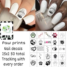 Paw Prints Waterslide Decals Finger Nail, Instructions (set of 50) KC