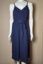 Gap Navy Blue Cotton Double Gauze Midi Dress Sleeveless V-Neck XS NWT