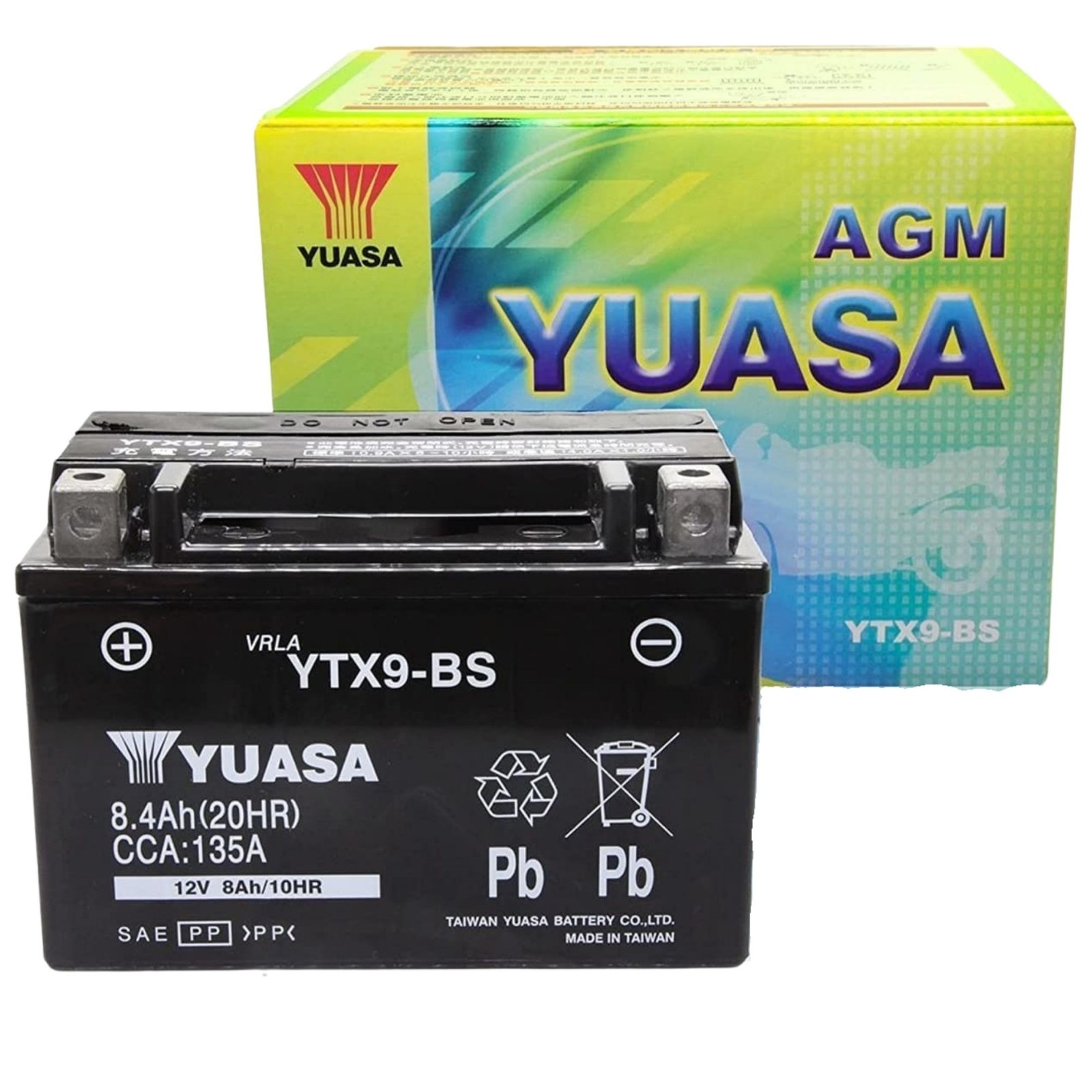 Yuasa YTX9-BS Maintenance Free Battery for Motorcycles, ATV, Scooter, Snowmobile