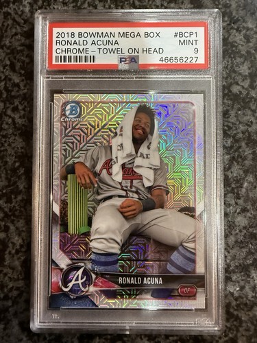 Ronald Acuna [Towel on Head] #BCP1 2018 Bowman Mega Box Chrome card