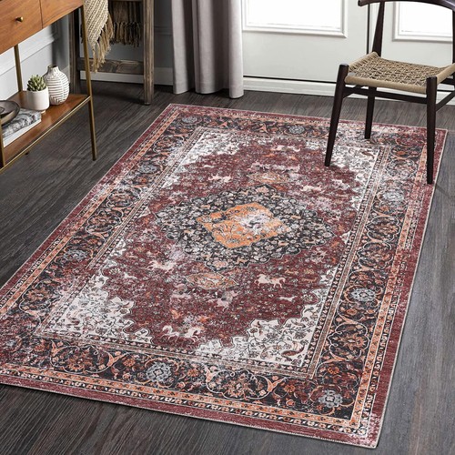 Area Rug 4x6 Washable Rug Oriental Distressed Floor Carpet for Living Room Vi...