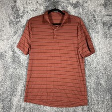 Lululemon Polo Shirt Mens S Orange Striped Performance Tech Breathable Comfort