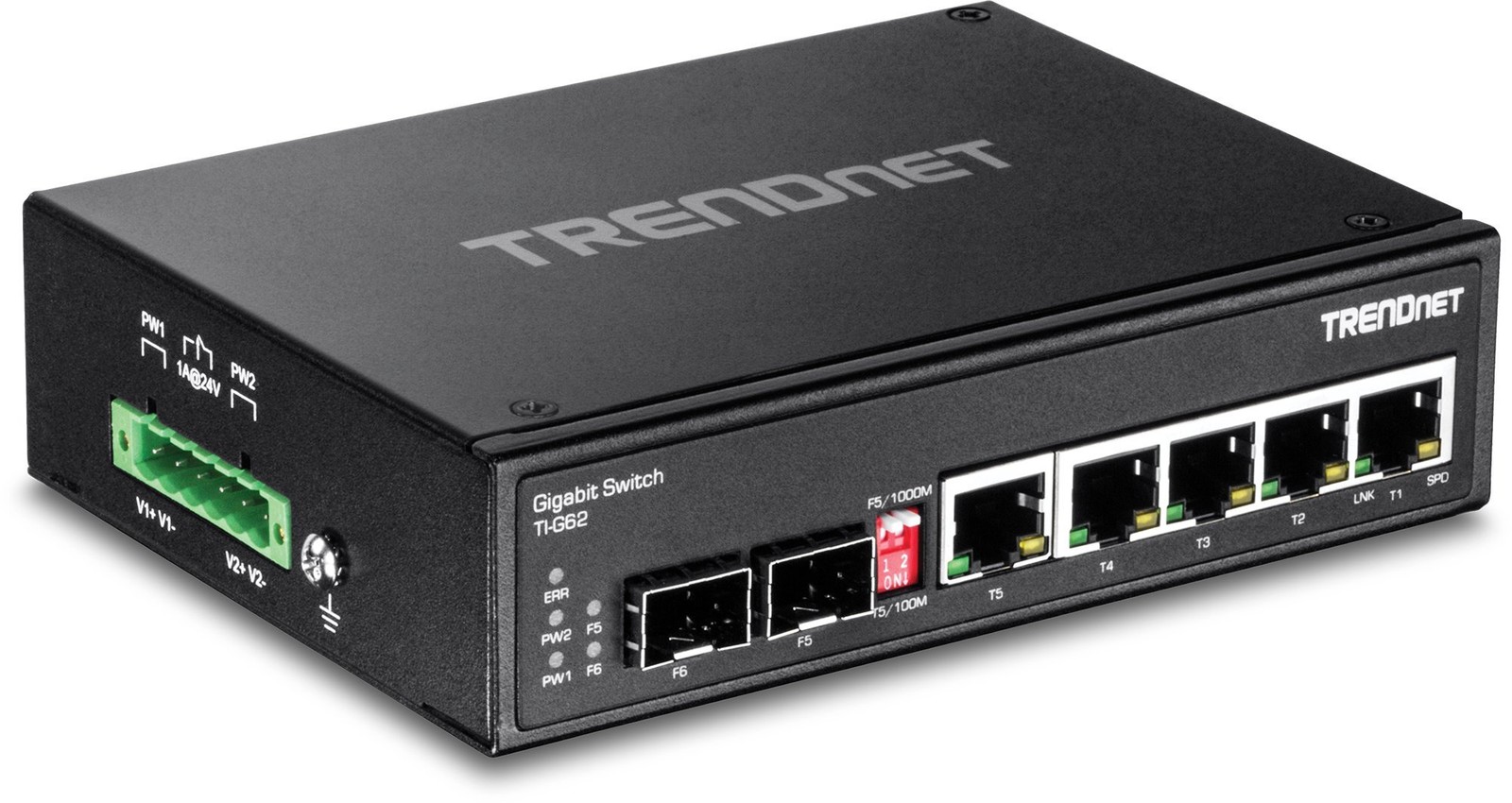 Commutateur Gigabit Industriel TI-G62 à 6 Ports sur Rail DIN