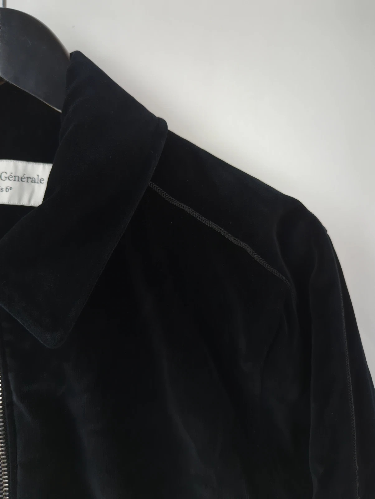 OFFICINE GENERALE Men's Sz US S Black Velour Velvet Zip Bomber Jacket image 5
