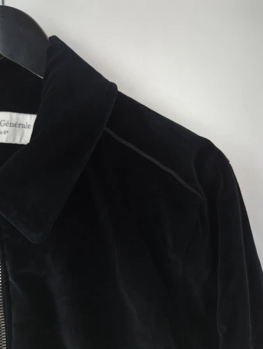 OFFICINE GENERALE Men's Sz US S Black Velour Velvet Zip Bomber Jacket image 5