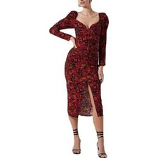 ASTR The Label Red Floral Jamila Dress Sweetheart Neck NWT SMALL