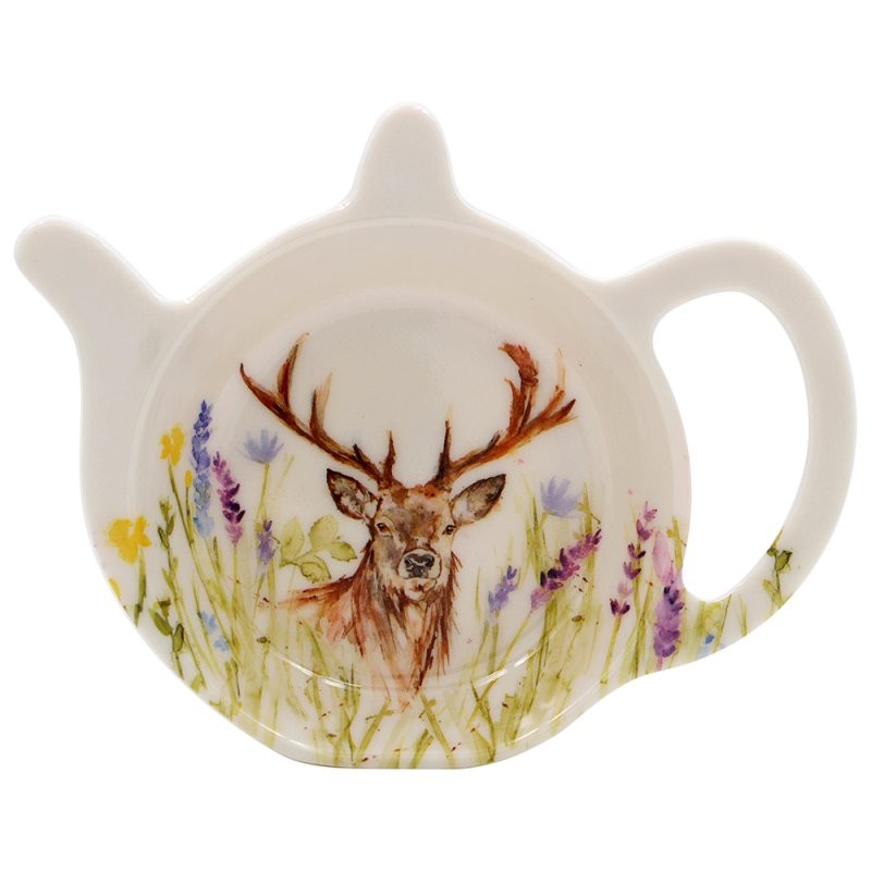Melamine Teabag Tidy Rest Drip Tray Plate Highland Stag Animal Nature Print