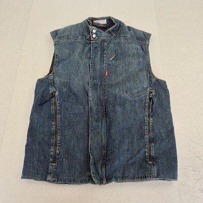 Levi's Weste Large Blau Damen Denim Engineered Jeans Baumwolle Full Zip Ärmellos