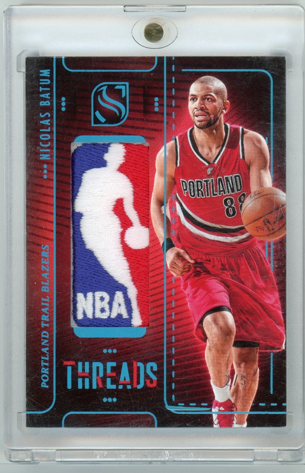 NICOLAS NIC BATUM 2024 PANINI SILHOUETTES THREADS LOGOMAN GAME USED /5 BLAZERS