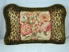 Fringed Pillow made w Ralph Lauren Guinevere Floral  Venetian Leopard Fabric