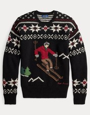 Polo Ralph Lauren Men's 80s Style Outdoor Theme Wool Sweater - XL