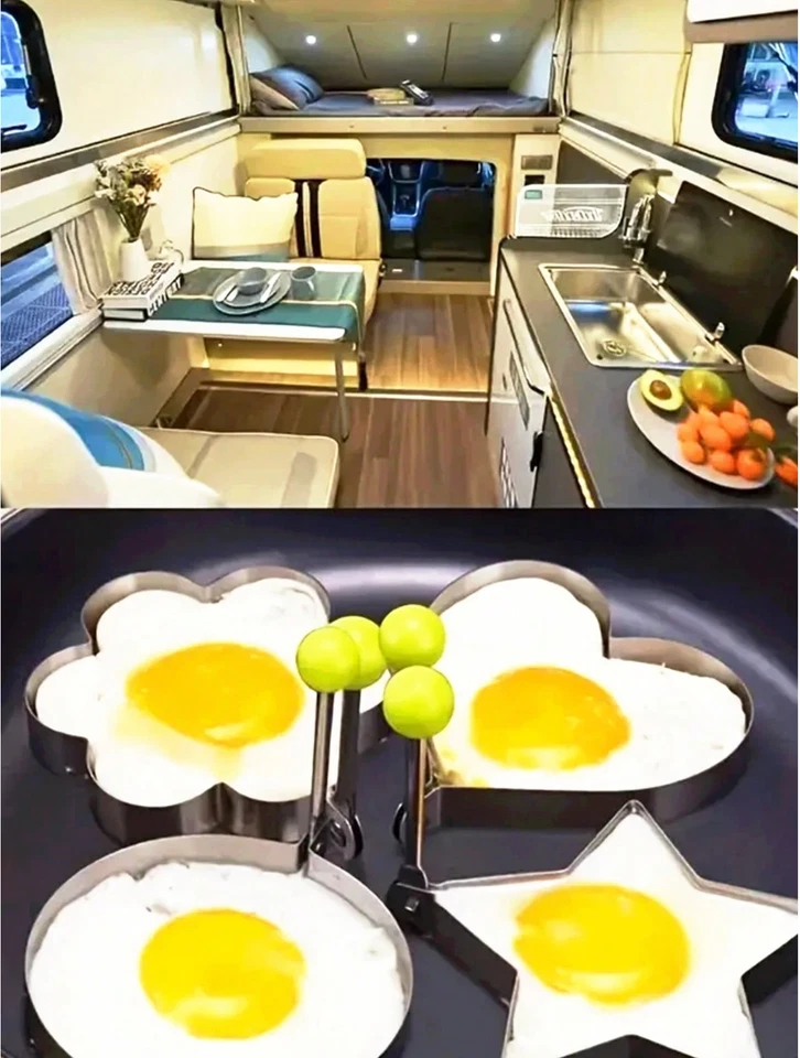 Conjunto de molde de anel de panqueca de ovo de aço inoxidável 5 peças antiaderente conjunto de 5 peças - Imagem 4 de 4