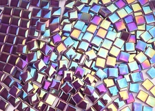 300G Iridescent Mosaic Tiles for Crafts, 335pcs Small Crystal Glass Purple