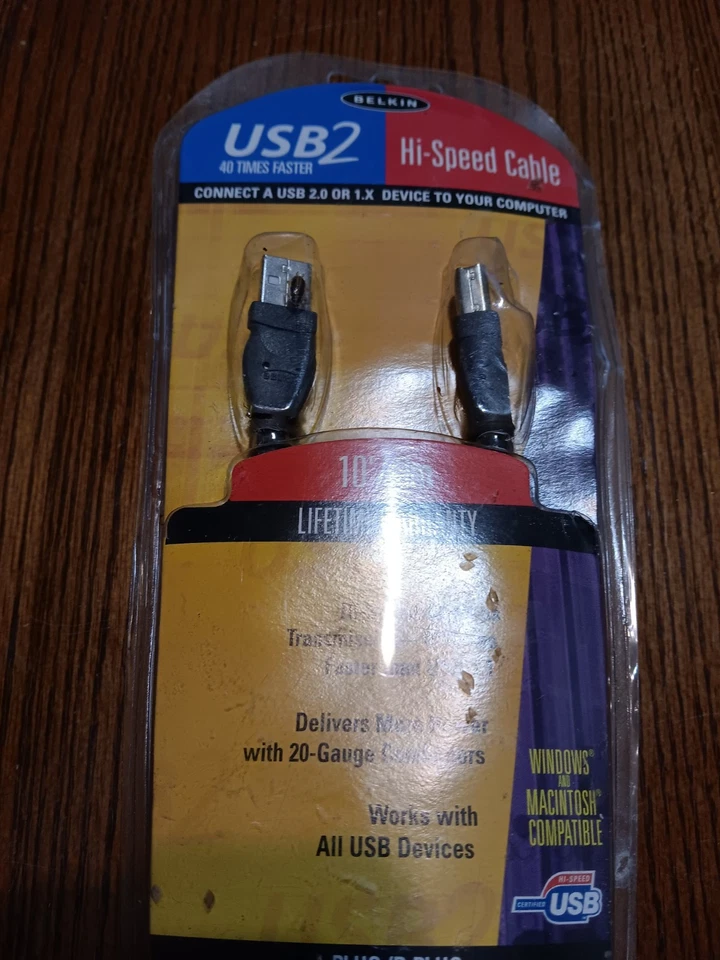 Belkin USB 2.0 F3U133-10 USB2 Hi-Speed Cable 10ft (3 meters) USB A/B Plug PC/Mac - Image 3 of 3