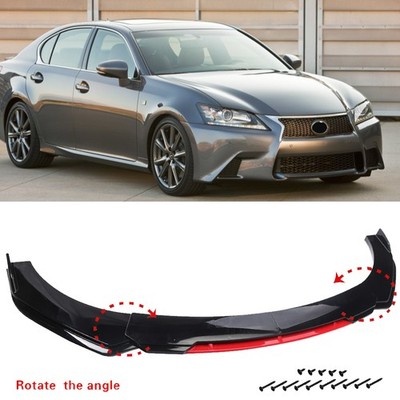 Front Bumper Lip Splitter Diffuser Gloss Black+Red For LEXUS GS200T GS350 GS450