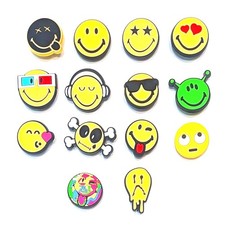 SMILEY SHOE CHARMS Pack of 14 Cute Face Expressions Gift Set Lot Fits Crocs