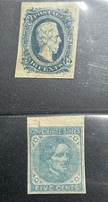 (2) Confederate States of America (CSA) postage stamps Jefferson Davis