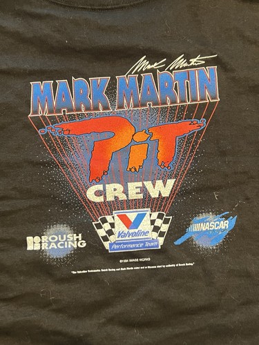 T-shirt vintage Mark Martin #6 Valvoline Racing 1994 ragazzo XL Nascar due lati - Foto 5 di 8
