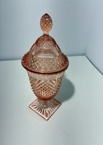 Anchor Hocking MISS AMERICA Pink Depression Glass Urn Candy Dish With Lid