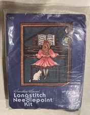 Vtg Candamar 1981 Girl At Piano 14x18 Longstitch Needlepoint NOS Kit