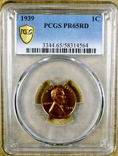 1939 Pcgs Pr65 Red Lincoln Cent - Pcgs Gold Shield 564