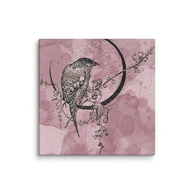The Crescent Songbird on Canvas in Purple