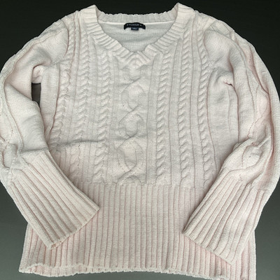 SONOMA Life+Style Women's Pink Cable-Knit V-Neck Pullover Sweater Size S