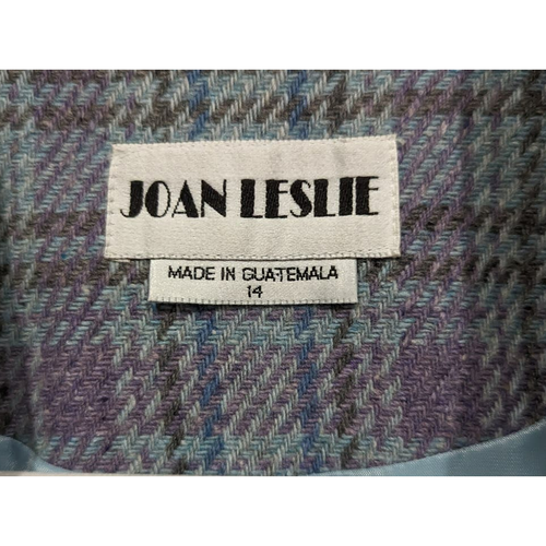 Joan Leslie Vintage Wollmischung pastellblau und lila karierter Blazer Gr. 14 - Bild 3 von 9