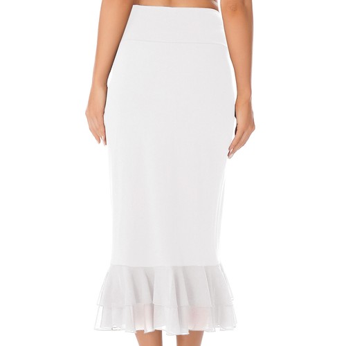 Women Stylish Chiffon Fishtail Underskirt Tiered Ruffled Hem Skirt Half Slips - Picture 9 of 23