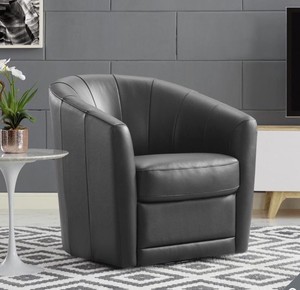 Natuzzi Grey Leather Swivel Accent Chair Tub Chair Ebay