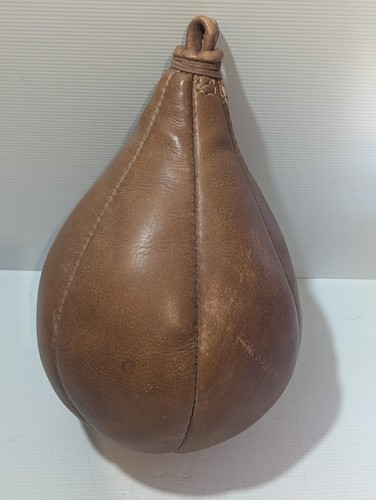Vintage/Antique Leather Boxing Speed Bag Brown Punching Bag Inflatable - Picture 3 of 6
