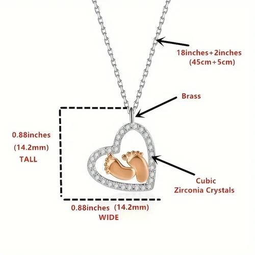 ❤ To My Mommy Necklace Gift For Pregnancy Baby Shower New Mom Heart Baby Feet - Picture 2 of 7