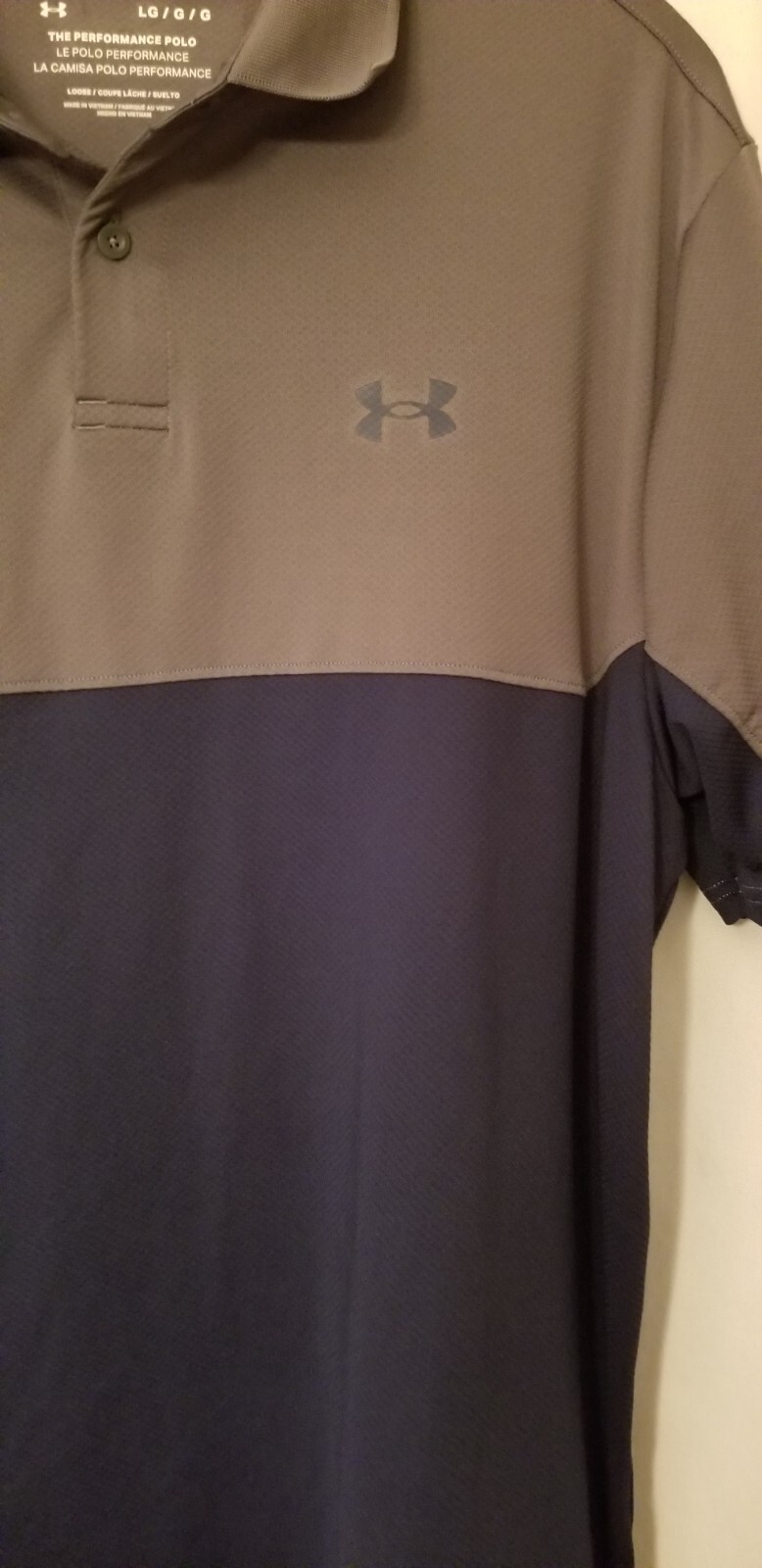 Under Armour Men's Performance Polo Gray Navy Golf Tennis Pickleball Size Large thumbnail 3