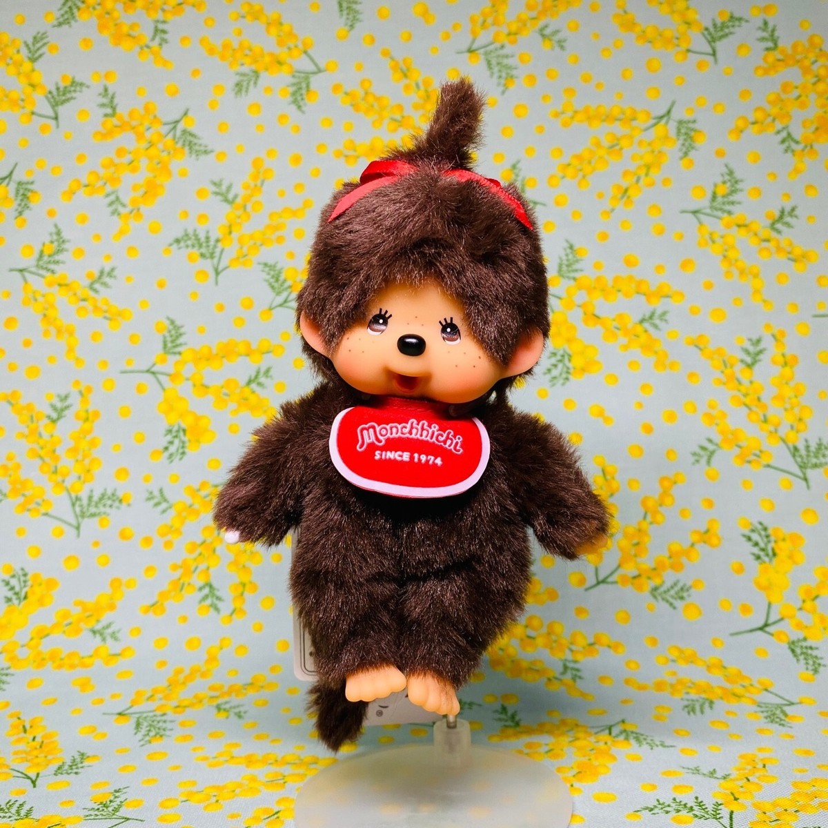 Monchhichi Standard Brown girl plush doll with tag SS size Key