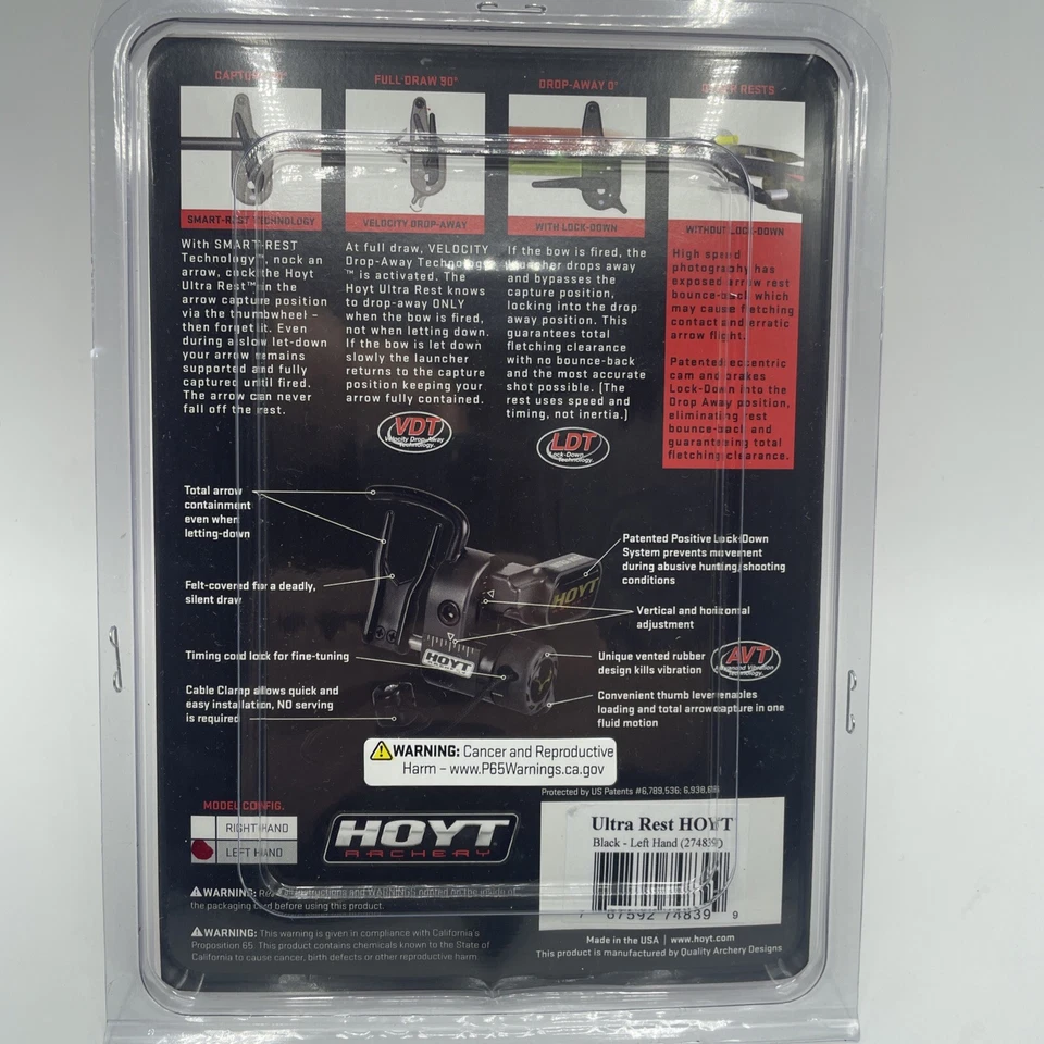 Hoyt Archery Fall-Away Ultra Rest QAD - Black LEFT-Handed (3-O4) - Image 2 of 4