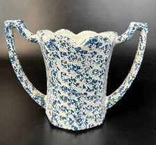 McCoy Two-Handled Vase ~ Blue Spongeware ~ #150